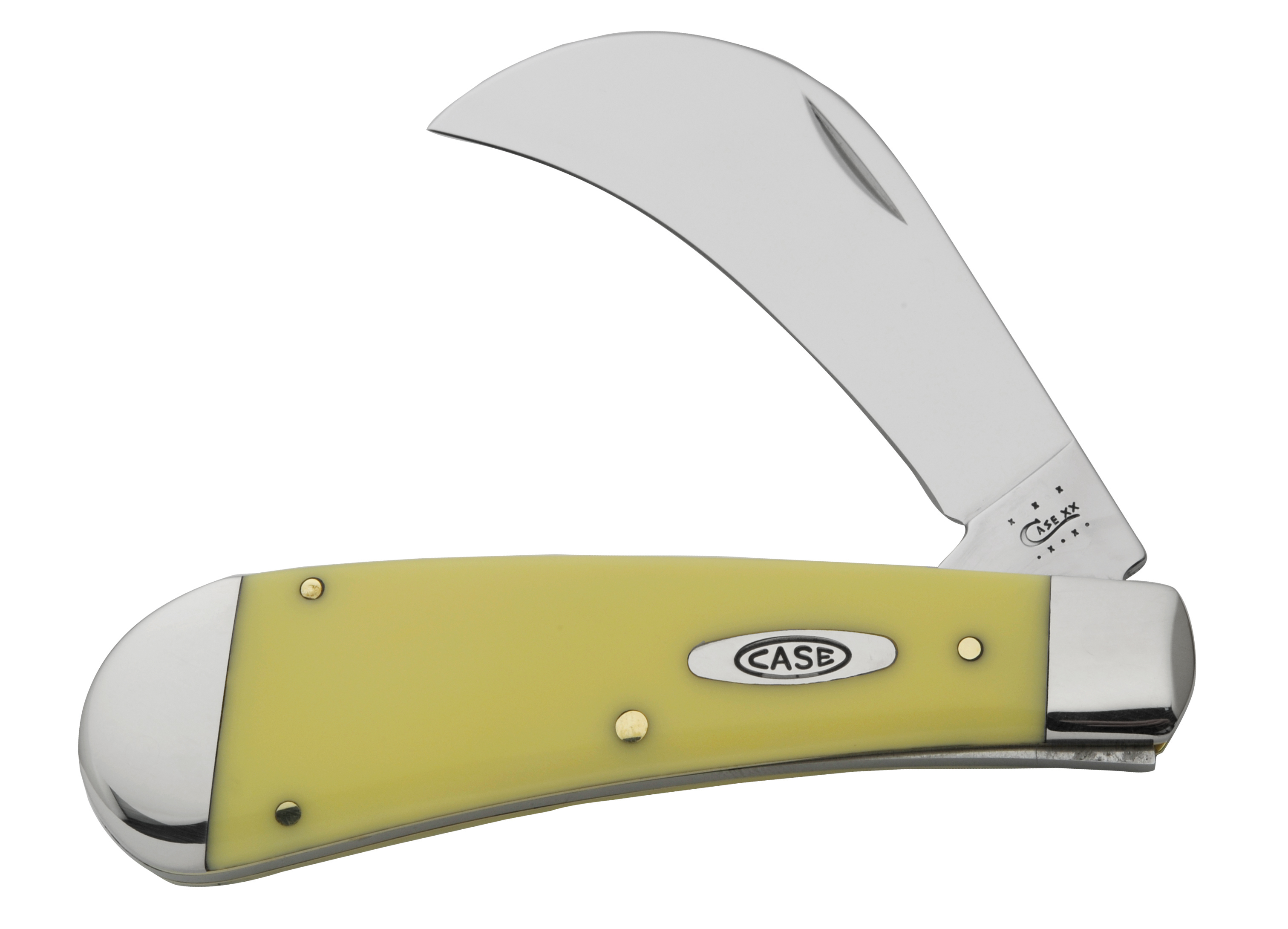W.R. Case & Sons 31011 Yellow Handle CV Hawkbill Pruner Pocket Knife