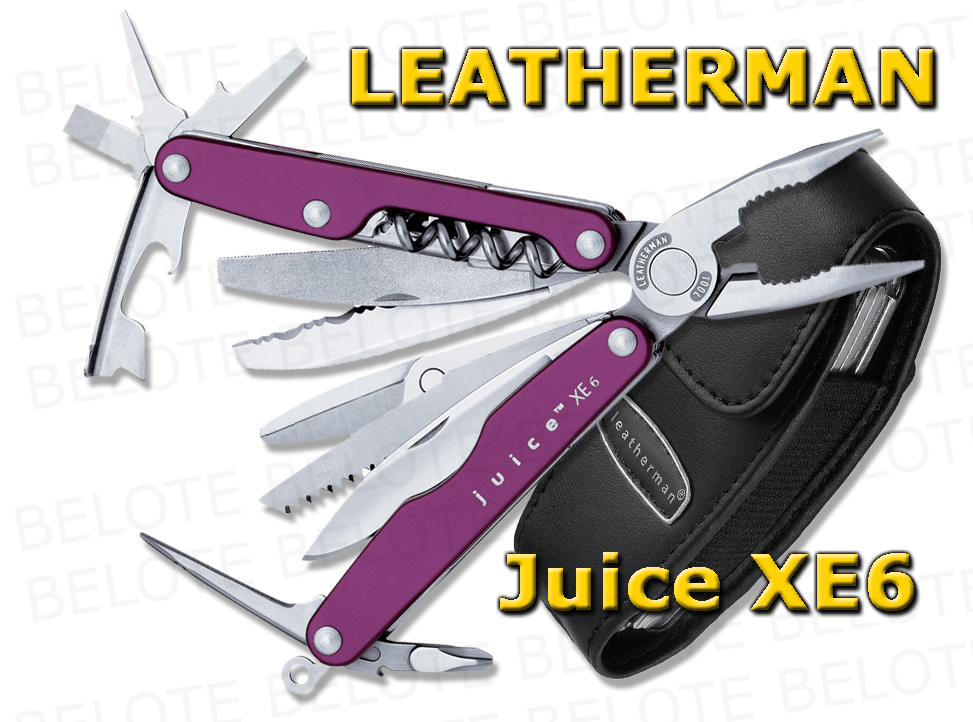 Leatherman Purple JUICE XE6 18in1 Multi Tool w/ Leather Sheath