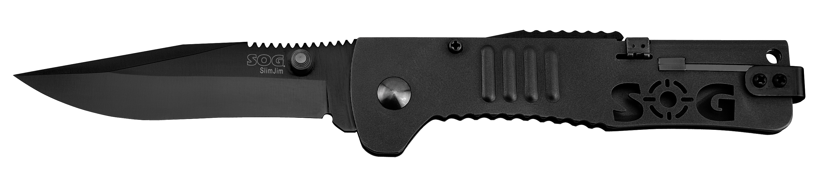 SOG SlimJim Black Low Profile Lockback Folding Knife Plain Edge SJ32