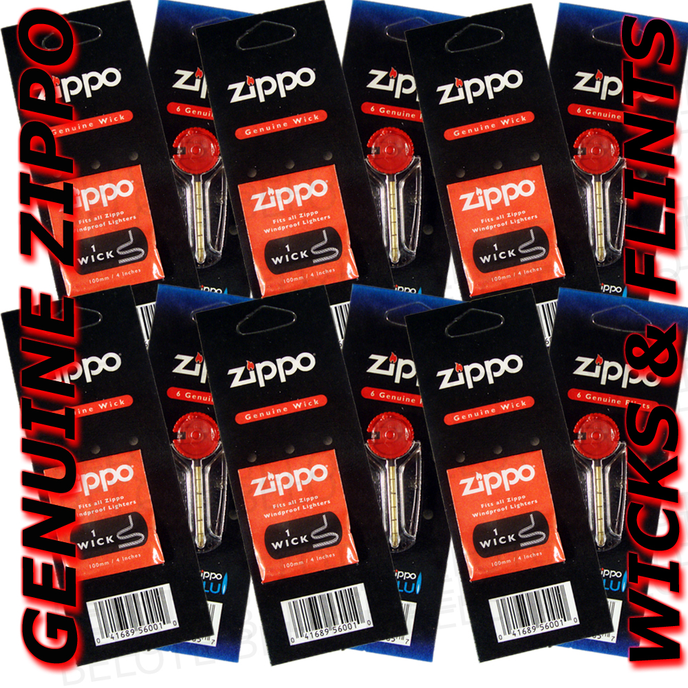 Zippo ACCESSORIES Wick & Flint SET 6 of EA Wicks Flints eBay