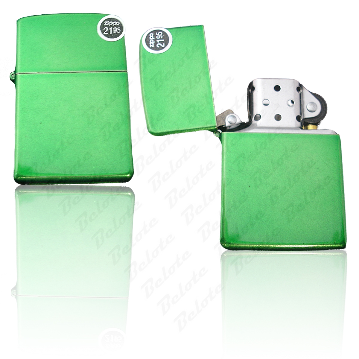 Zippo Meadow Street Chrome Bright Green Lighter 24840