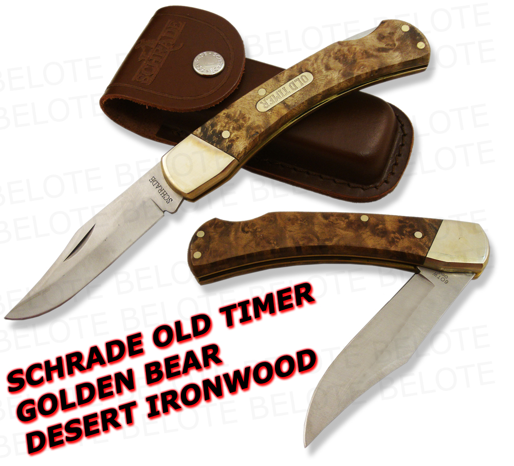 Schrade Old Timer IRONWOOD Golden Bear Lockback 6OTW | eBay